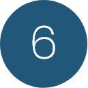 Number 6 centered within a blue circle