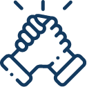 Icon representing continuous support with interlocking hands